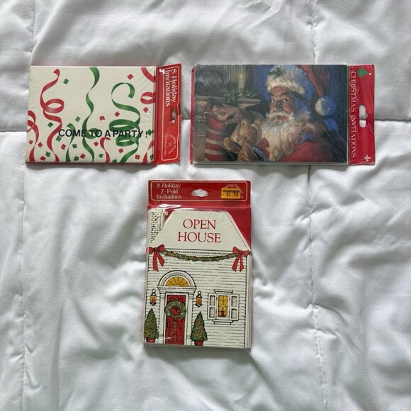 NEW Christmas Holiday Invitations Envelopes Vintage 80s 90s (24) Junk Journal - Picture 1 of 7